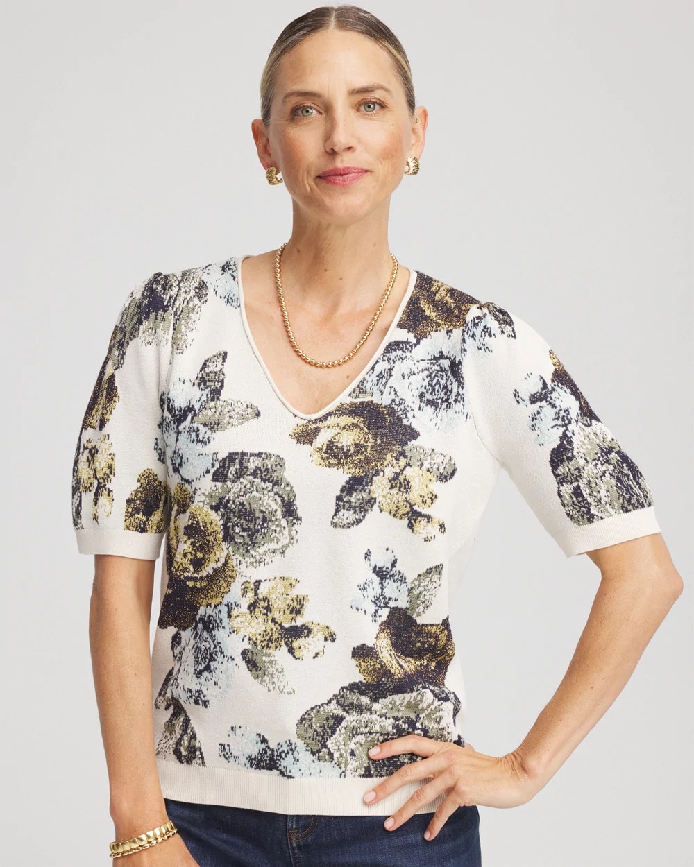 Floral V-Neck Sweater Tee | Chico's